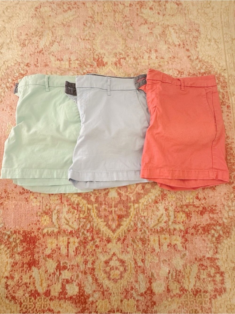 Tommy Hilfiger, Women’s Cotton Chino Shorts in Coral, Light Blue, and Mint
